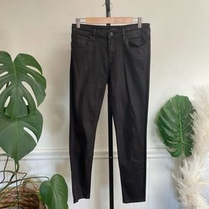 D-ID Classic Burgundy Maroon Waxed Coated Black Skinny Jeans Pants Sz 29